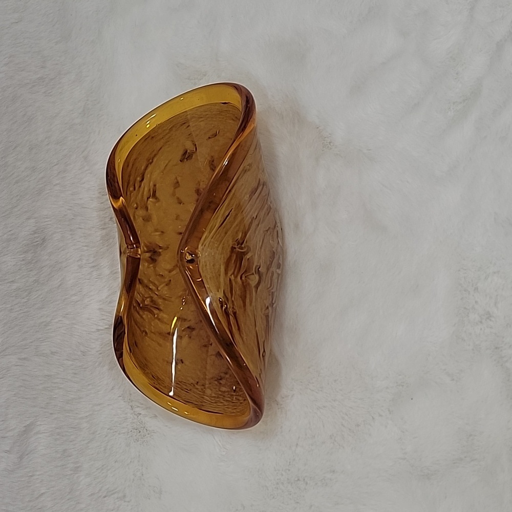 Murano Amber Folded Bowl Art Glass